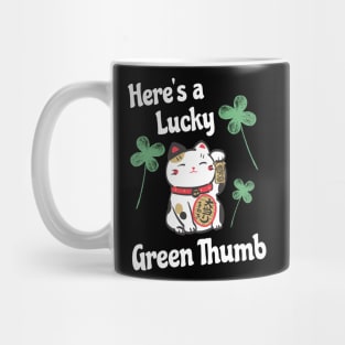 Funny Lucky St Patricks Day Lucky Leprechaun Shamrock Cat Green Thumb Mug